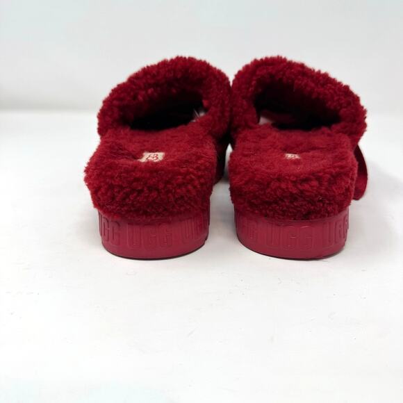 UGG Fluffita Platform Slide Slippers Womens 6 Red Shearling Fuzzy - Picture 5 of 8